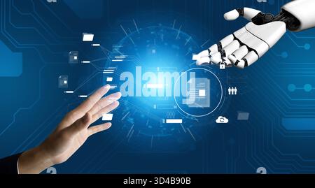 AI organizing document system, streamlining file access, automating document flow, and managing secure digital content through intelligent file Stock Photo