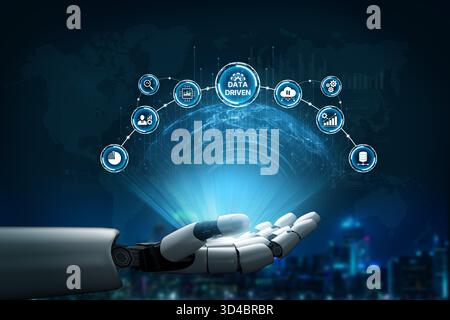 AI drives data-driven decisions with intelligent analytics, smart data visualization, and cloud-based tools that process, interpret, and guide Stock Photo