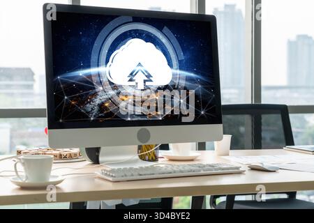 Cloud computing software for modish remote work and personal data storage Stock Photo