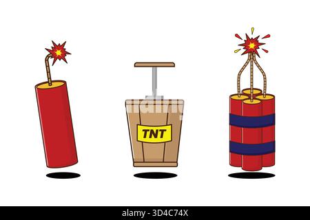 Creative artwork showing a group of dynamites symbolizing power and energy. The bold color and simple style make this piece visually striking. Stock Vector