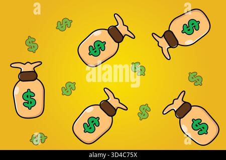 A colorful illustration featuring floating money bills that represent earning, success, and prosperity. Ideal for financial themes, investment designs Stock Vector