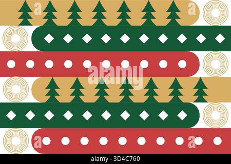 Creative geometric Christmas background using patterns and colors inspired by holiday decorations. Suitable for cards, wrapping papers, or digital tem Stock Vector
