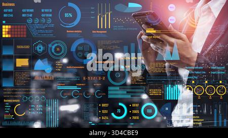 Data analytics and big data strategy for real-time analytics, predictive data modeling, business intelligence analytics, and data-driven decision Stock Photo