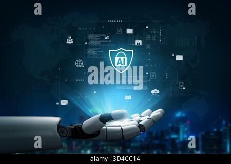 AI assists in building intelligent cybersecurity systems that automate threat detection, monitor network activity, and strengthen digital protection Stock Photo