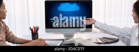 Cloud computing software for brisk remote work and personal data storage Stock Photo