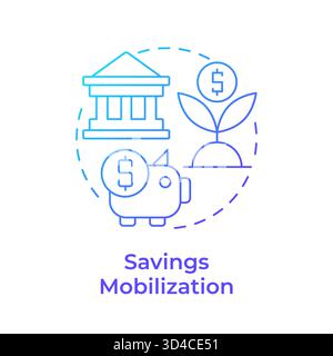 Savings mobilization blue gradient concept icon Stock Vector