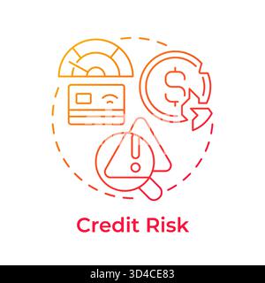 Credit risk red gradient concept icon Stock Vector