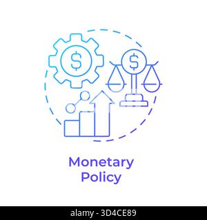 Monetary policy blue gradient concept icon Stock Vector