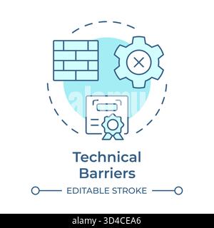 Technical barriers soft blue concept icon Stock Vector
