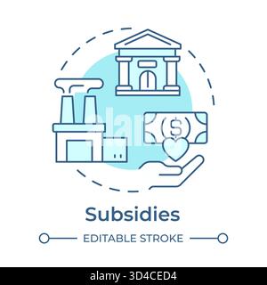 Subsidies soft blue concept icon Stock Vector