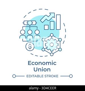 Economic union soft blue concept icon Stock Vector