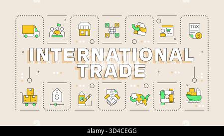 International trade orange word concept Stock Vector