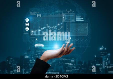 High-tech data visualization dashboard for analytics and performance ...