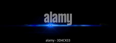 Bright blue laser beam effect. Abstract and bright light beam. Ideal for overlaying on various digital designs with black background. Stock Photo