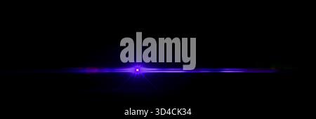 Purple glowing light beam creating a laser effect, sparkling abstract light ray. Dark background. Perfet for futuristic design projects Stock Photo