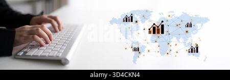 Visualization of global economic growth and stock market data. Financial chart analysis shows international business performance and investment Stock Photo