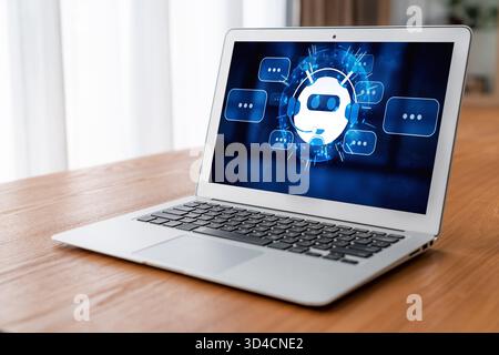 Chatbot software application for modish online business that automatically reply to customer questions Stock Photo