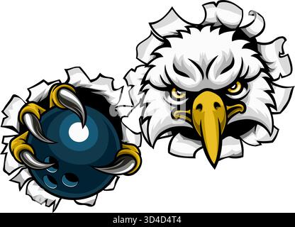 Eagle Hawk Bowling Ball Bald Eagles Mascot Stock Vector