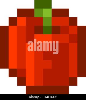 Pepper Vegetables Pixel Art Icon Design Stock Vector