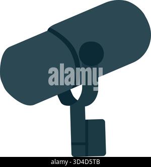 Dark tabletop telescope or spotting scope mounted on a compact stand, illustrated in a clean modern flat vector style. Stock Vector