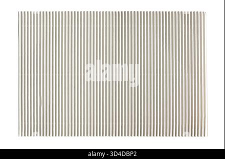 Textured white cardboard surface with vertical corrugations. Stock Photo