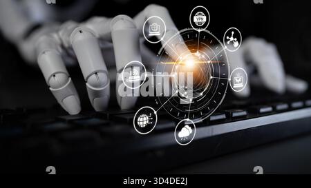 AI communication networks optimize digital connectivity, improve global data transfer, and enhance secure, scalable communication access worldwide Stock Photo