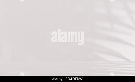 Minimalist clean and empty studio room featuring uniform soft light gray and floor. Space bathed in natural bright light which creates subtle diffused Stock Photo