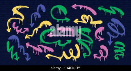 Playful Grunge Arrows. Hand-drawn set of doodle arrow icons. Freehand curved lines and pointers. Scribbled arrows for infographics. Freehand sketches Stock Vector