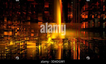 Bright and vibrant abstract composition showcases a blend of orange and yellow hues arranged in geometric patterns, creating a dynamic visual experien Stock Photo