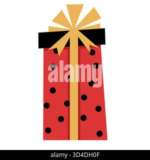 Christmas and New Year's gift. Cute red gift box. Perfect for Xmas or birthdays. Hand-drawn design elements. Happy Holidays Stock Vector