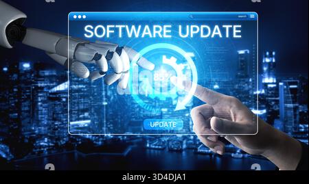 AI upgrades skills and software with intelligent learning paths, smart update alerts, and competitive digital transformation tools. Artificial Stock Photo