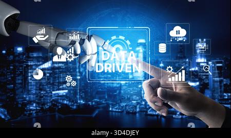 AI drives data-driven decisions with intelligent analytics, smart data visualization, and cloud-based tools that process, interpret, and guide Stock Photo