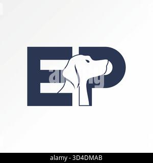 Initial P font head dog animal pet negative space clinic shop adopt paw puppy logo design graphic concept creative premium vector stock image top sell Stock Vector