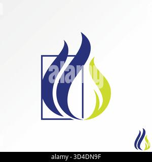 Flame fire green blue line art futuristic burn texture element energy nature logo design graphic concept creative premium vector stock image top sell Stock Vector