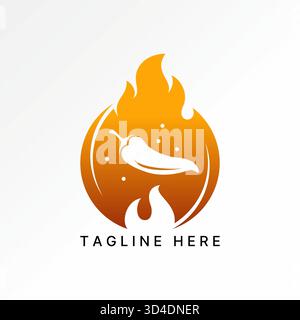 Fire flame hot chili and pepper roast cooking burn to kitchen restaurant menu logo design graphic concept creative premium vector stock image top sell Stock Vector