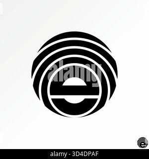 Letter E font on cutting circle contour branding capital loop element minimal logo design graphic concept creative premium vector stock image top sell Stock Vector