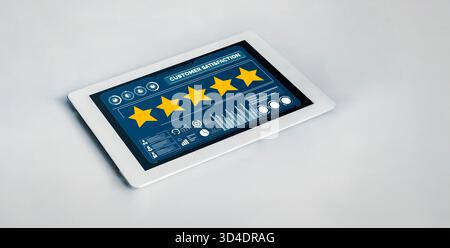 Customer satisfaction and evaluation analysis on modish software computer for marketing strategy planning Stock Photo