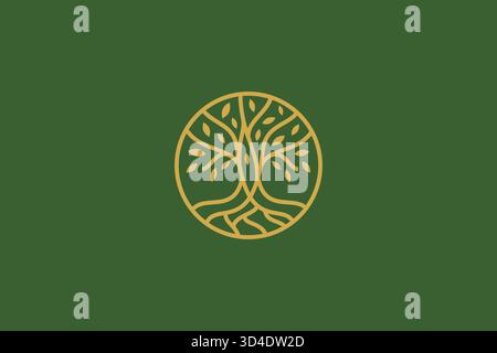 Minimalist Tree Logo Wood Root Leaf Nature Creative Brand Identity Stock Vector