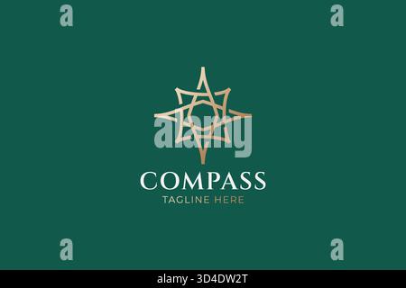 Linear Star Compass Logo Abstract Emblem Luxury Brand Identity for Elegant Business Company Stock Vector