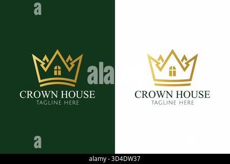 Crown House Property Logo Luxury Elegance Premium Brand Identity Business Company Stock Vector