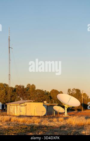 Satellite dish and radio tower, Stonehenge, Queensland, Australia Stock Photo