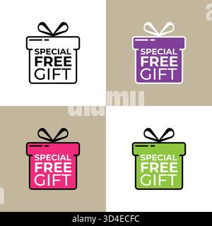 Special free gift frame template concept illustration flat design vector icon Stock Vector