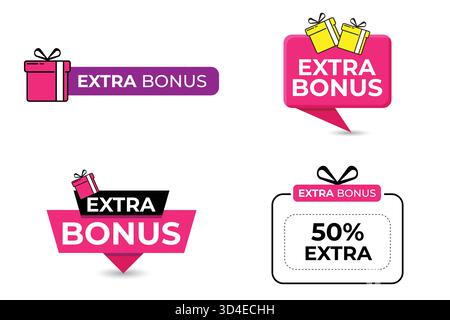 Dynamic label with gift box and text extra bonus labels Stock Vector
