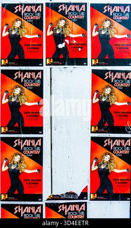 French language posters advertising  upcoming entertainment events in Quebec City. Stock Photo