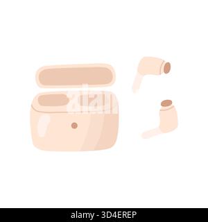 Wireless earbuds with charging case Stock Vector