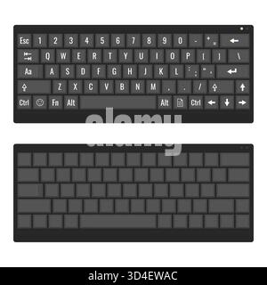 Blank and labeled compact keyboard set isolated on white Stock Vector