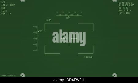 War drone camera night vision overlay Stock Vector