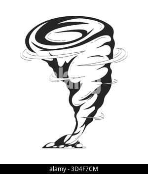 Spinning tornado natural disaster doodle linear object Stock Vector