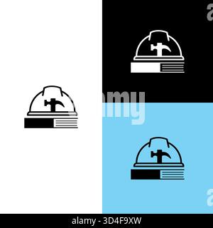 simple hammer helmet logo design book Stock Vector