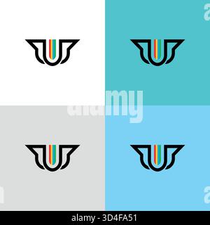 colorful lines technology logo design Stock Vector